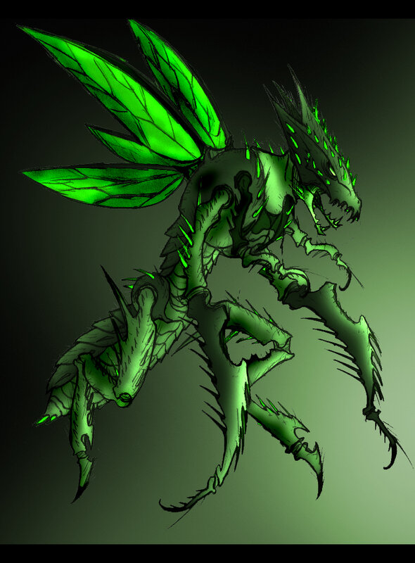 Green Insectoid Creature — Dark