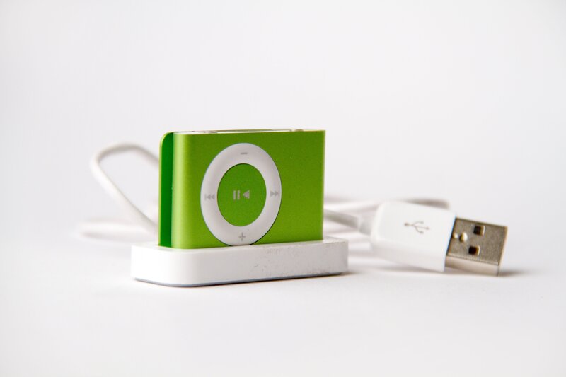green ipod nano on white