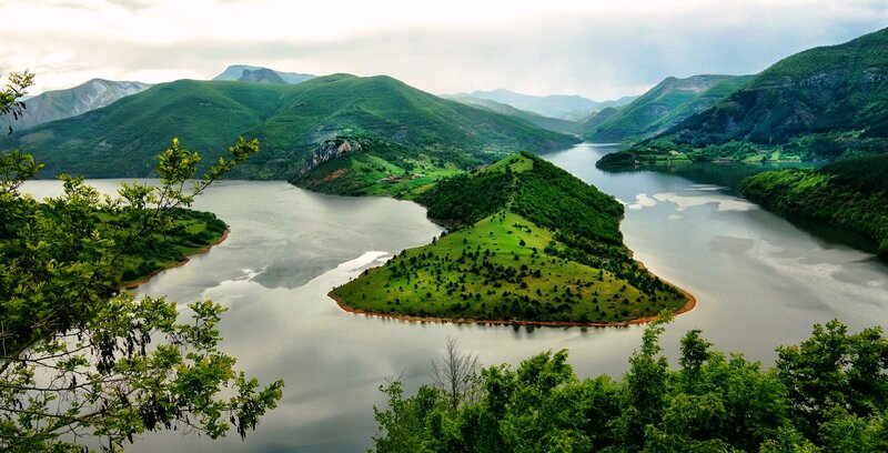 Green Island in Lake — Serene, Afternoon