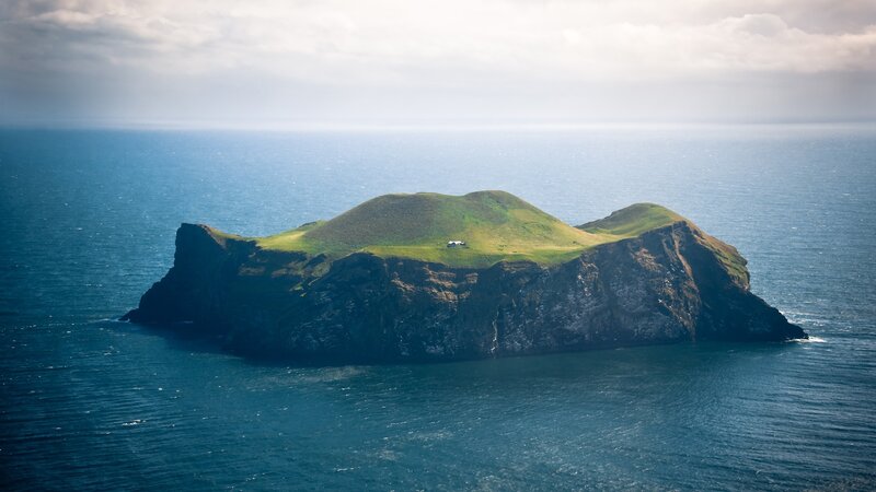 Green Island in Ocean — Blue, Serene, Afternoon