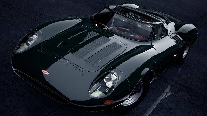 Green Jaguar racing car