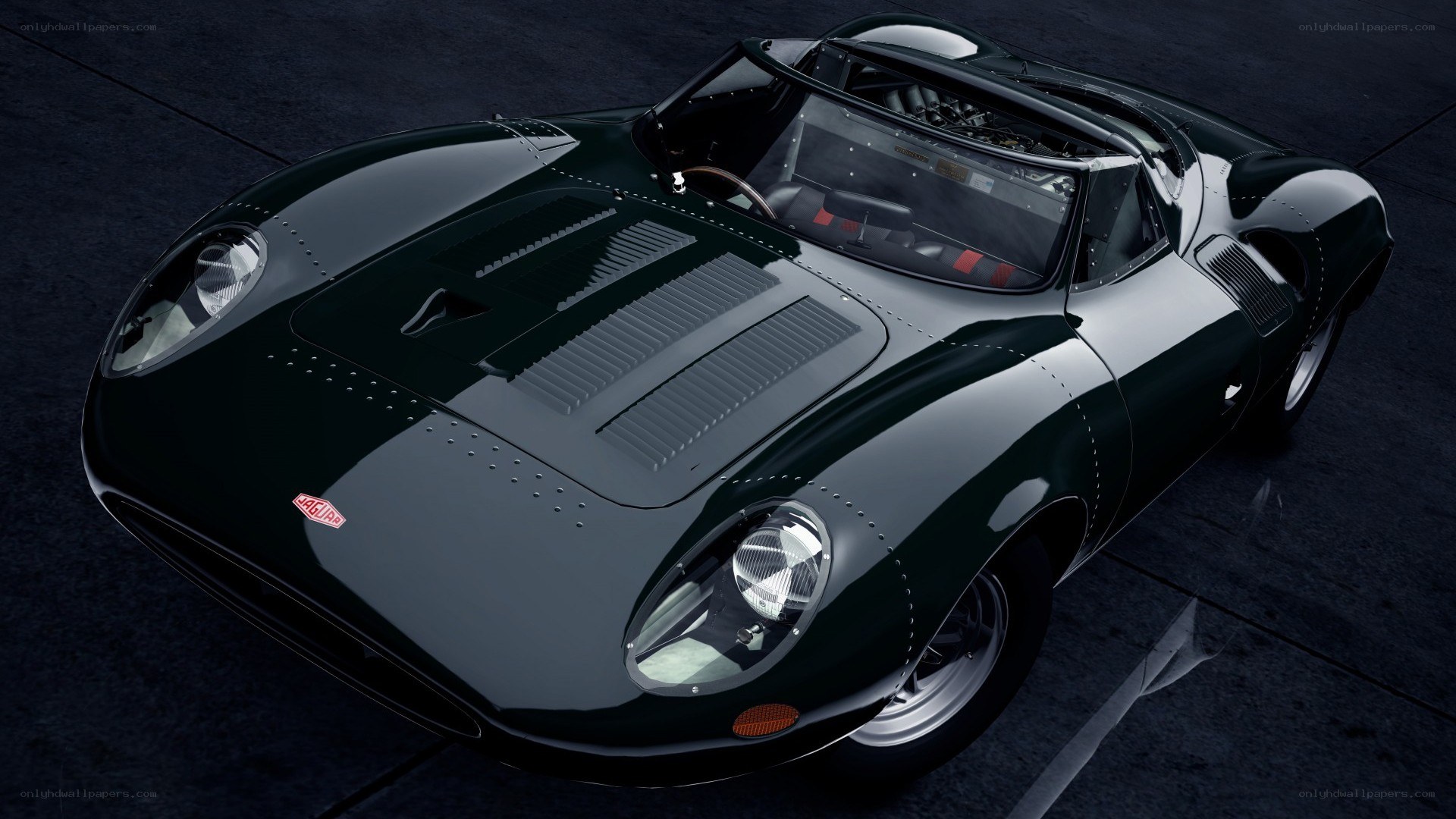 Green Jaguar racing car