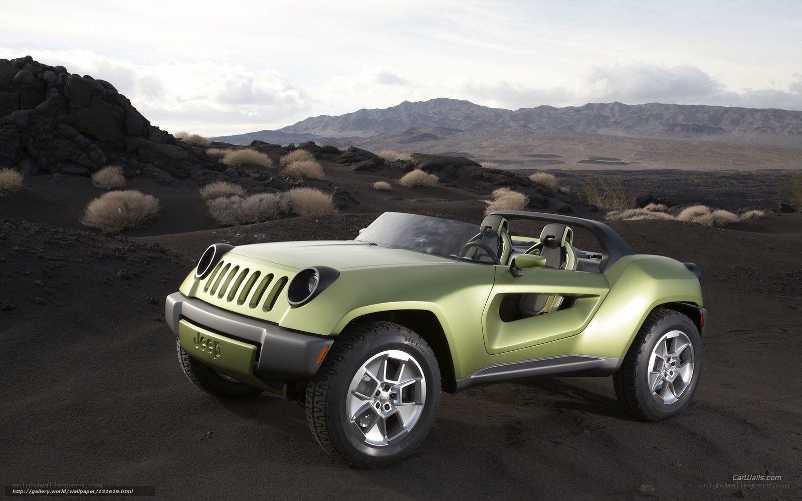 Green Jeep concept car in desert