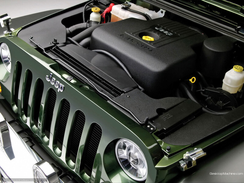 Green Jeep Engine Bay