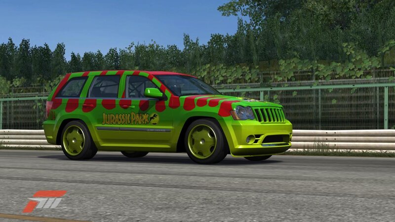 Green Jeep on Racetrack