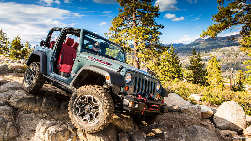 Green Jeep on Rocks — Blue