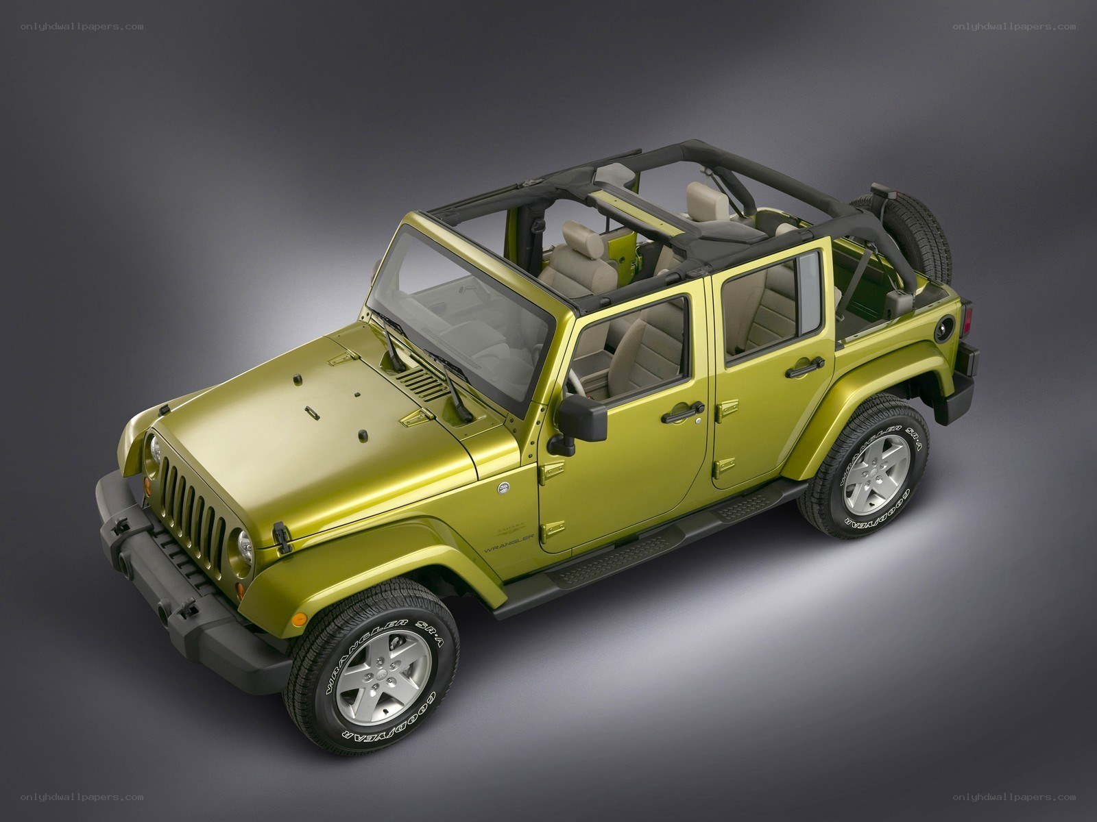 Green Jeep Wrangler convertible