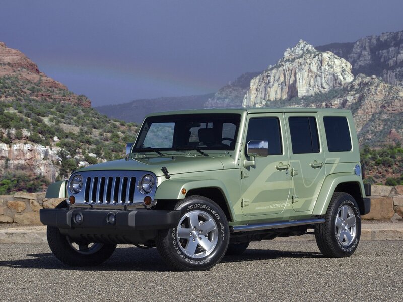 Green Jeep Wrangler — Dramatic