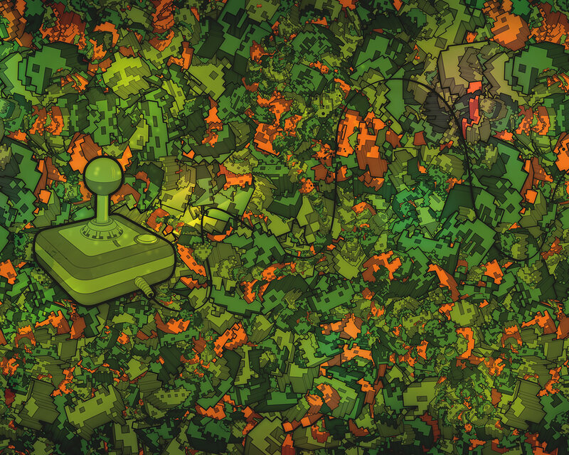 Green Joystick in Pixel Art