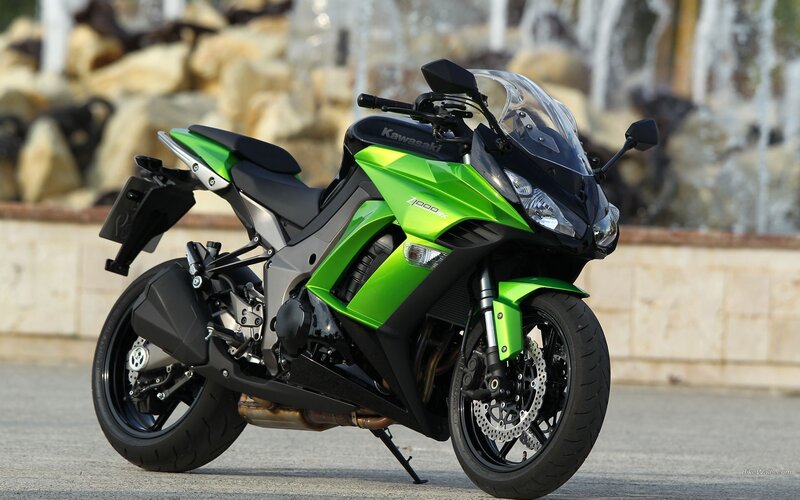 Green Kawasaki Motorcycle — Calm, Afternoon