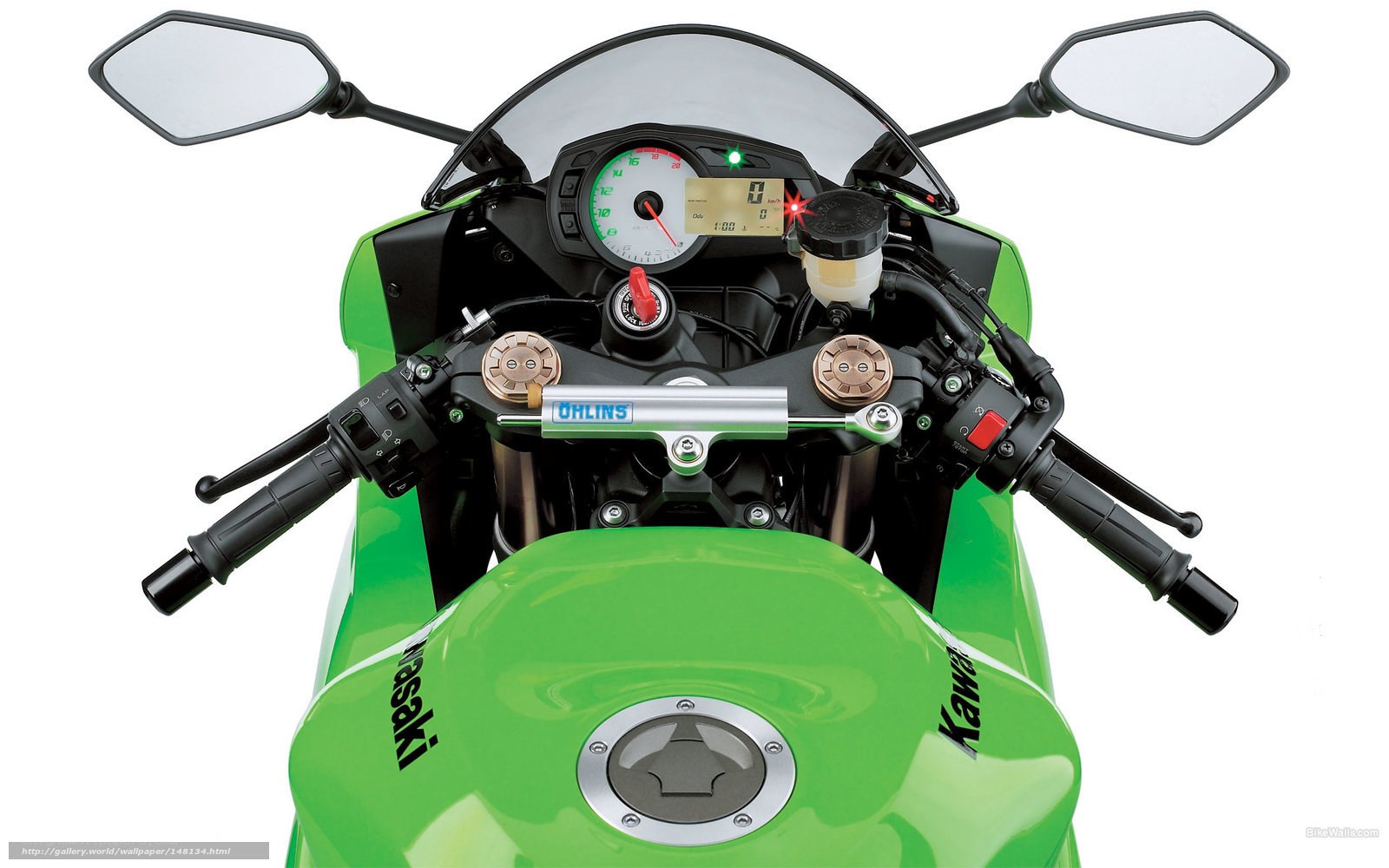 green kawasaki motorcycle dashboard