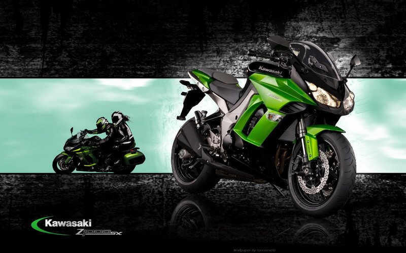 Green Kawasaki Motorcycle — Dramatic, Digital Art