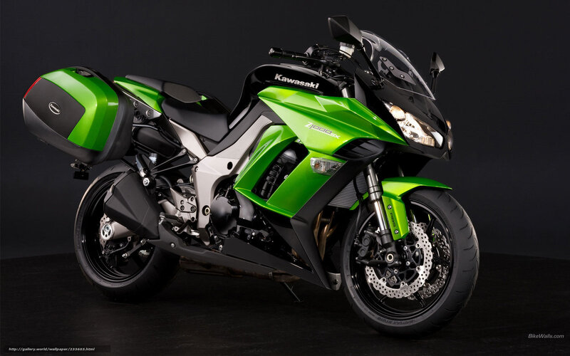 Green Kawasaki Motorcycle — Dramatic, Photograph, Saddlebags