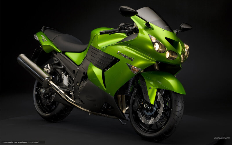 Green Kawasaki Motorcycle — Dramatic, Photograph