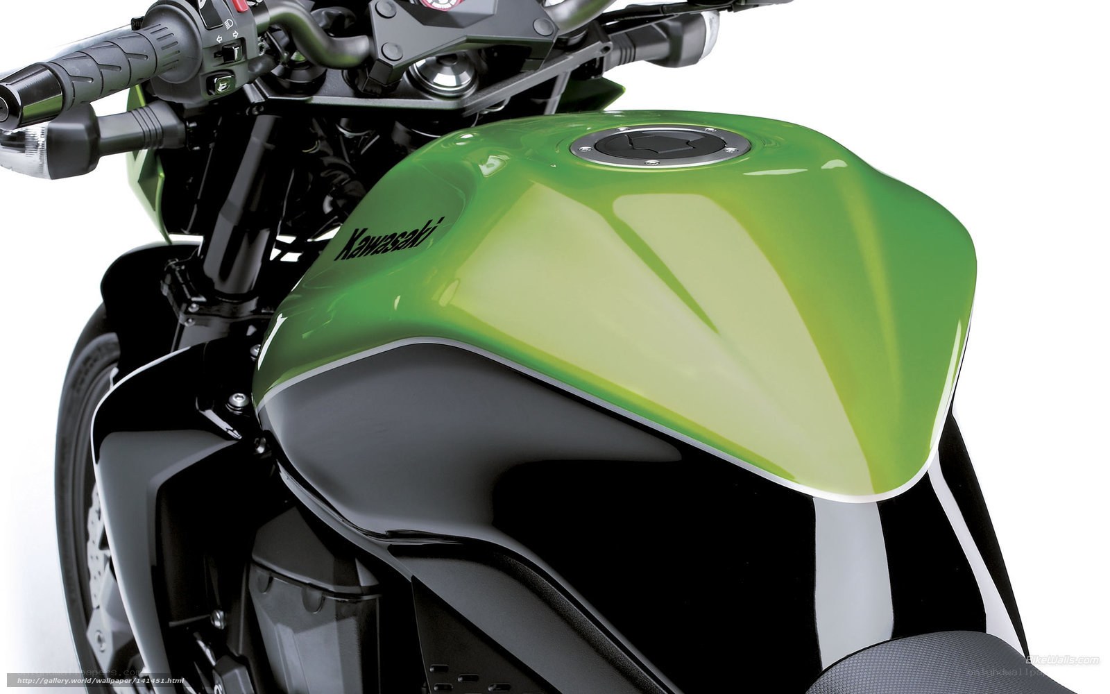 Green Kawasaki motorcycle fuel tank