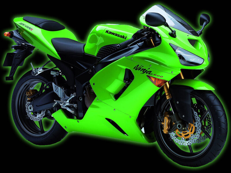 Green Kawasaki Motorcycle — Lime Green, Dramatic