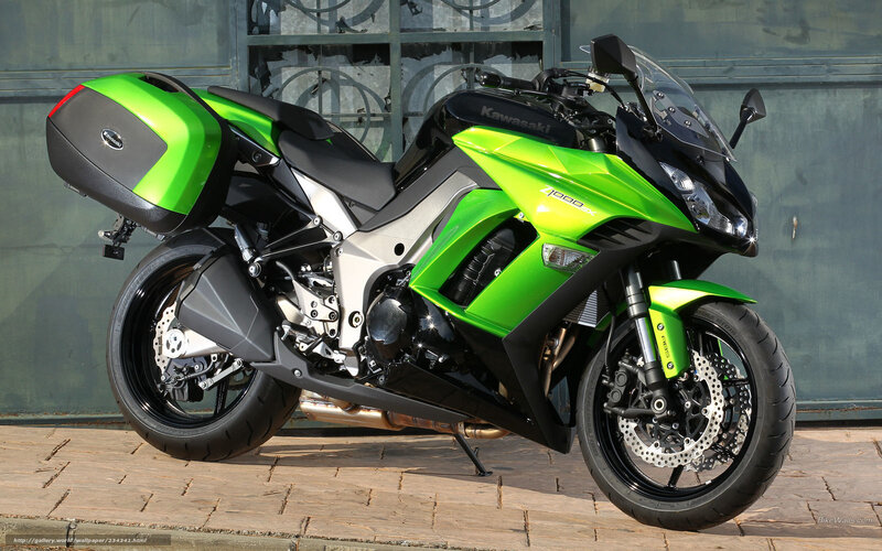Green Kawasaki Motorcycle — Neutral, Afternoon, Photograph, Saddlebags, Windshield