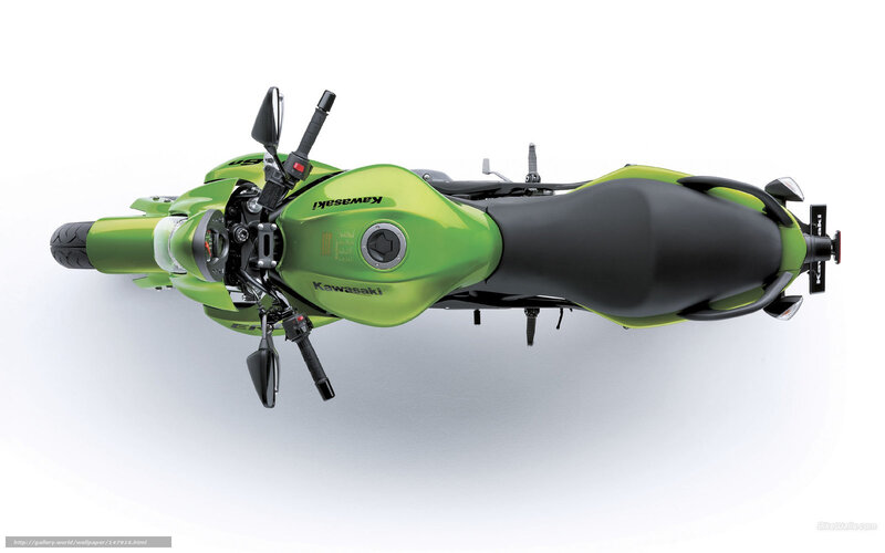 Green Kawasaki Motorcycle — Neutral, Photograph, Fuel Tank