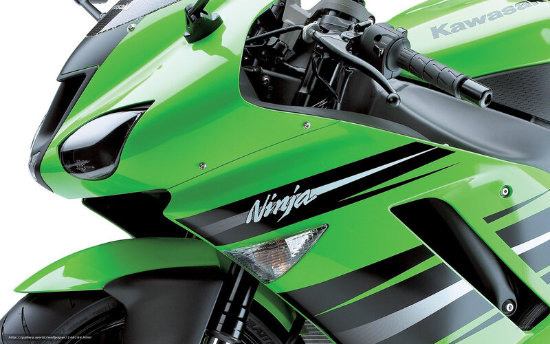Green Kawasaki Motorcycle — Neutral, Photograph, Handlebars