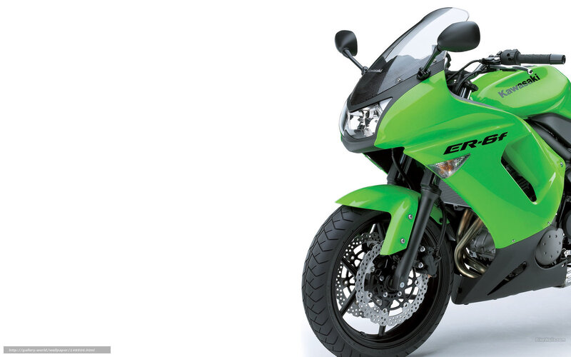 Green Kawasaki Motorcycle — Neutral, Photograph, Windshield, Headlight, Front Wheel