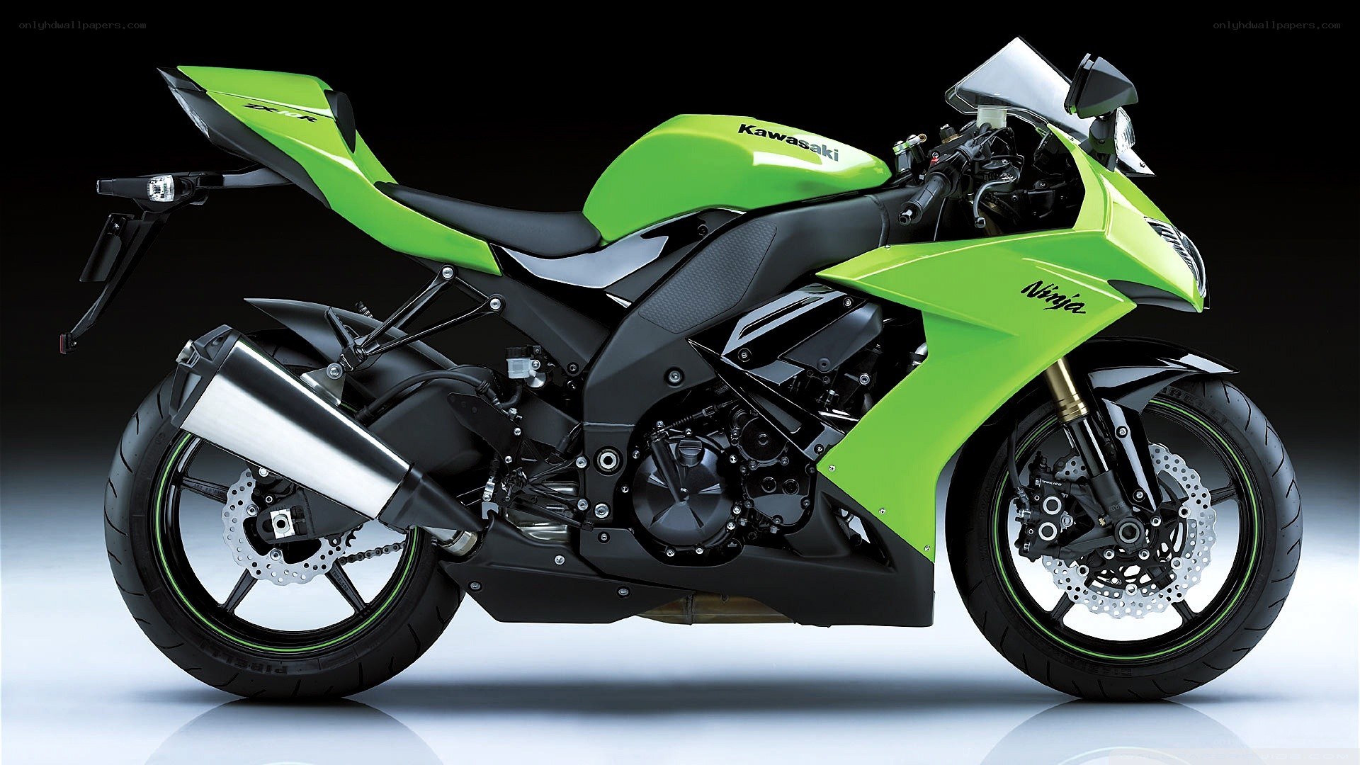 green kawasaki ninja motorcycle