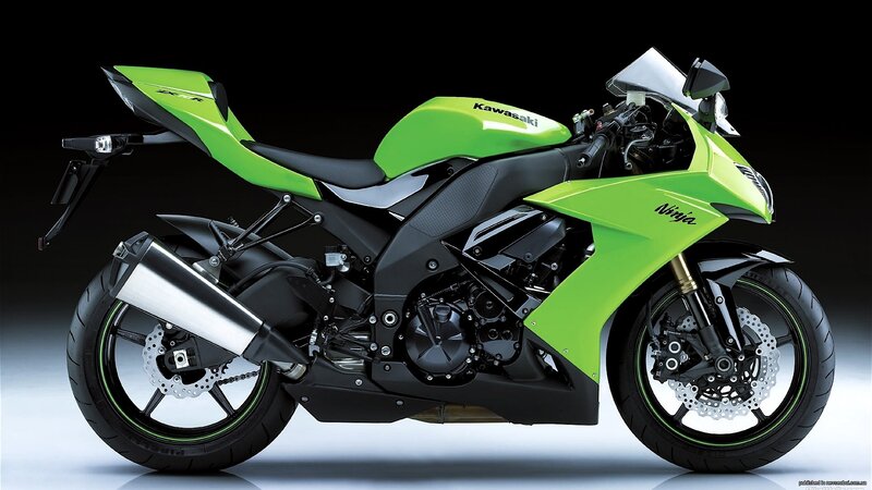 Green Kawasaki Ninja Motorcycle — Dramatic, Photograph, Exhaust Pipe