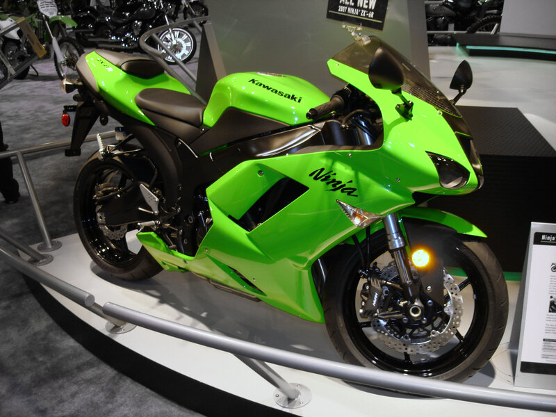 Green Kawasaki Ninja Motorcycle — Lime Green