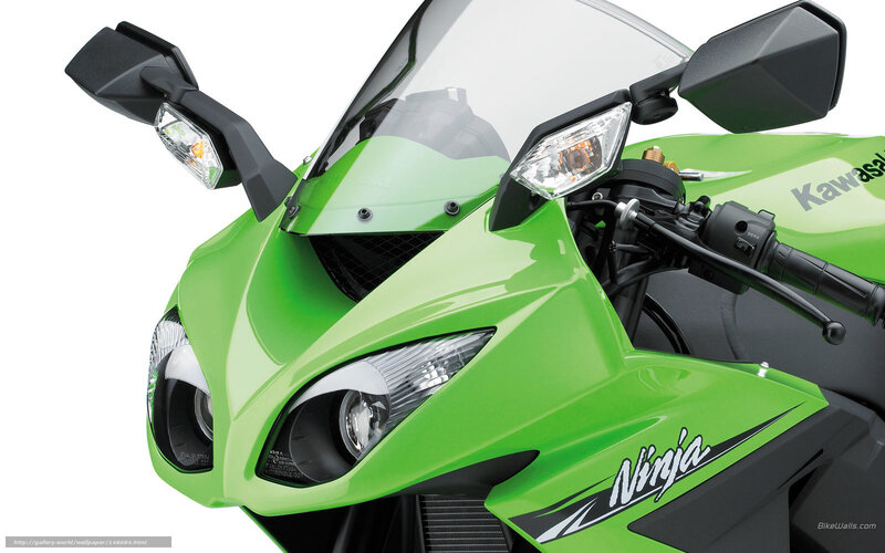 Green Kawasaki Ninja Motorcycle — Neutral, Photograph, Headlight