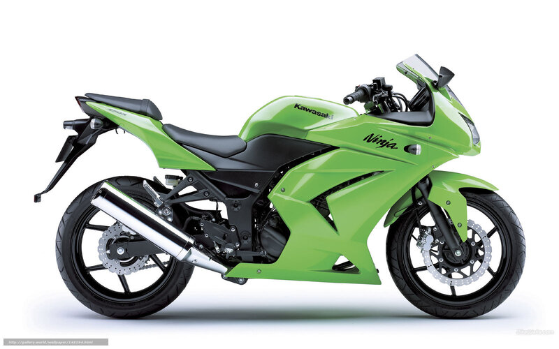 Green Kawasaki Ninja Motorcycle — Neutral, Photograph
