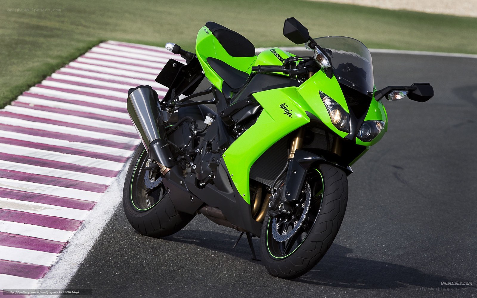 green kawasaki ninja on racetrack