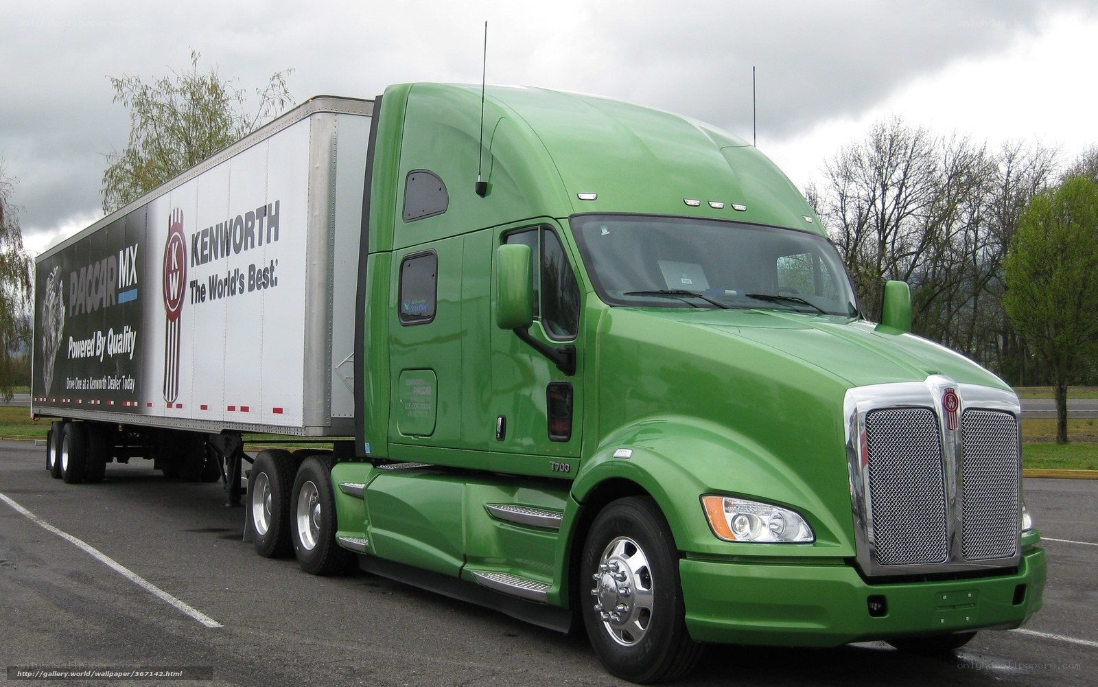 Green Kenworth semi-truck