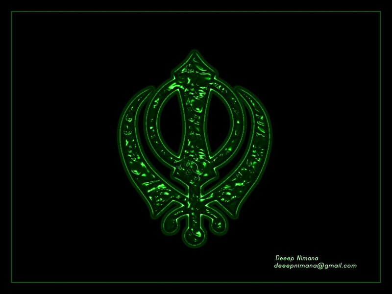Green Khanda Symbol — Black, Dramatic
