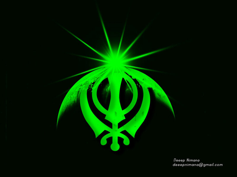 Green Khanda symbol on black