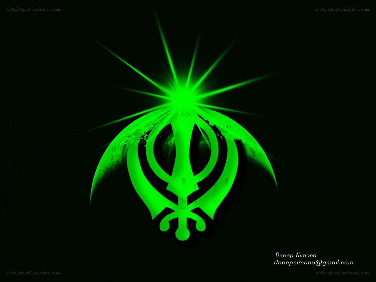 Green Khanda symbol on black
