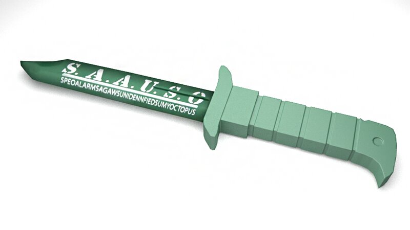 Green Knife with Text