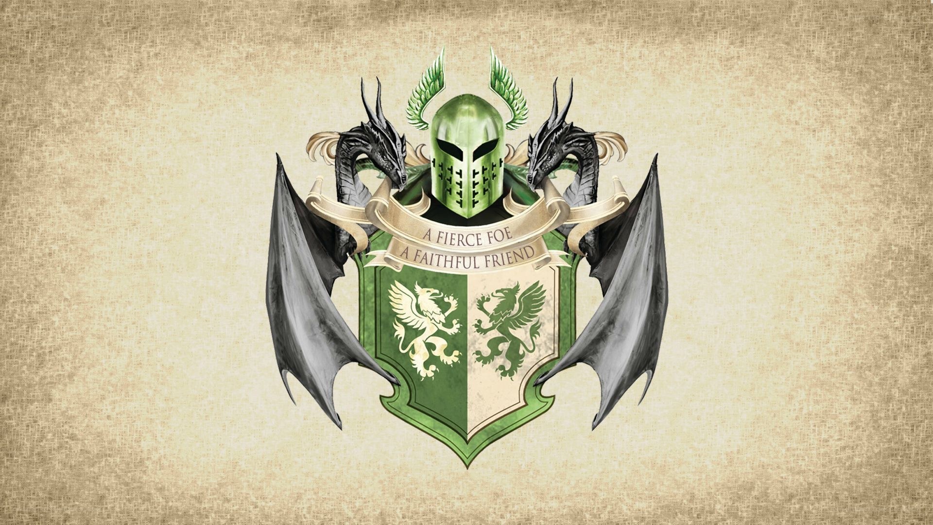 green knight crest with dragons