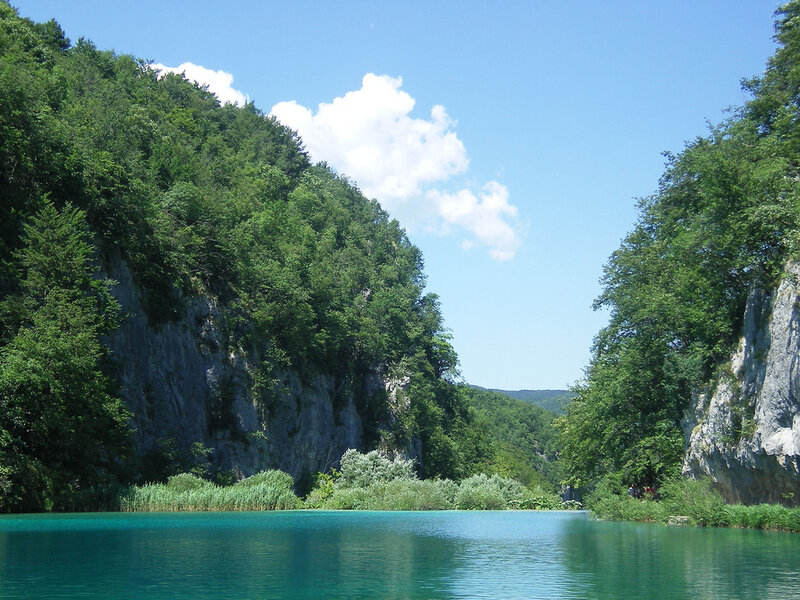 green lake in a canyon