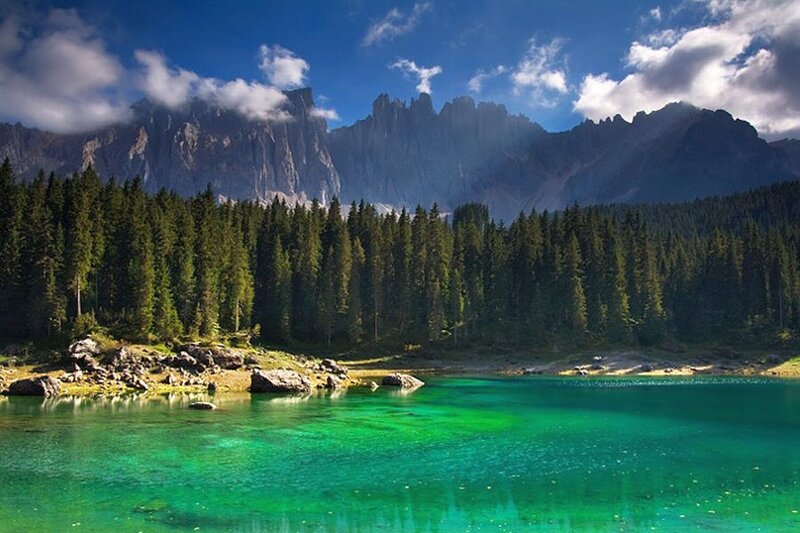 Green Lake in Mountains — Serene, Afternoon, Photograph, Forest