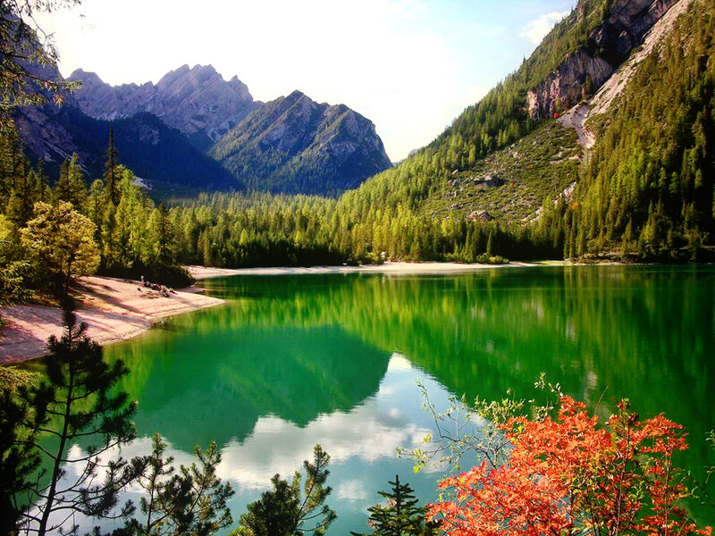 Green Lake in Mountains — Serene, Afternoon, Photograph, Forest, Trees