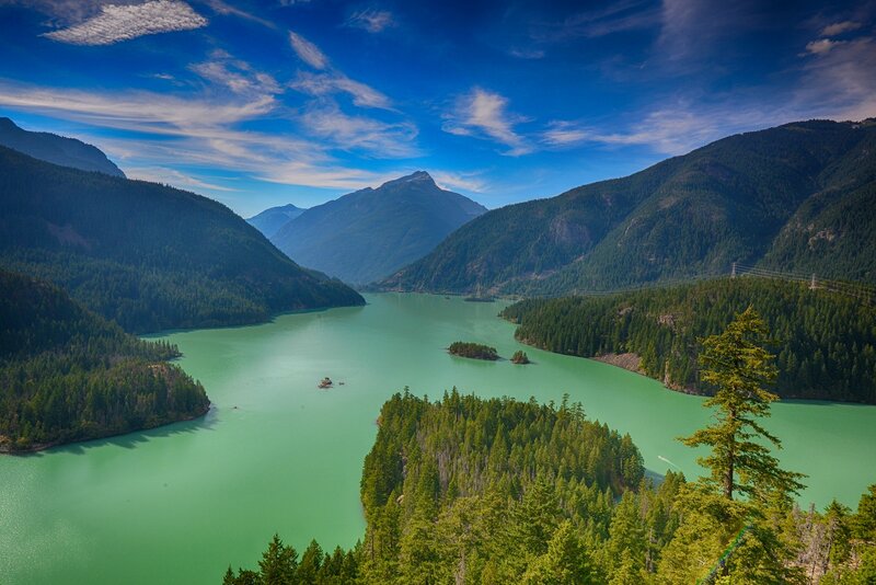Green Lake in Mountains — Serene, Afternoon, Photograph, Forests
