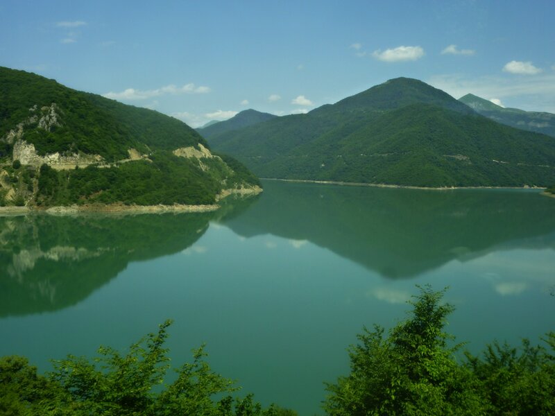 Green Lake in Mountains — Serene, Afternoon, Photograph, Sky