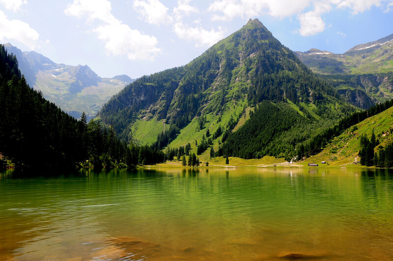Green Lake in Mountains — Serene, Afternoon, Photograph, Trees