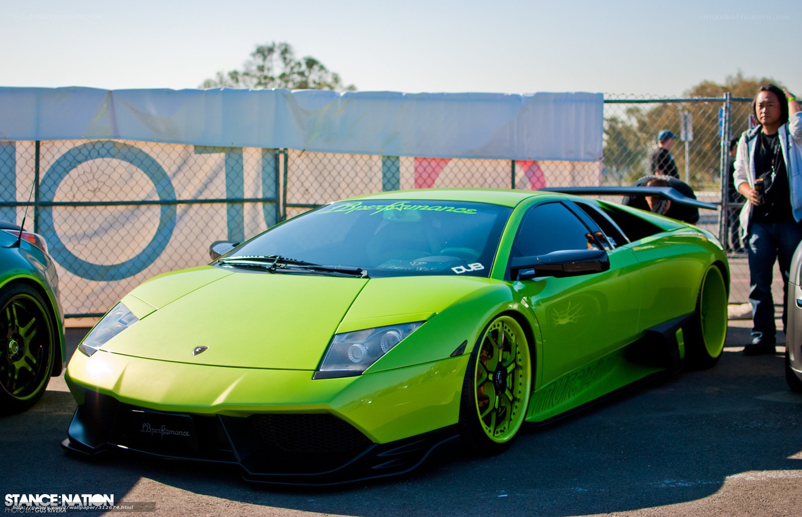 green lamborghini at car show