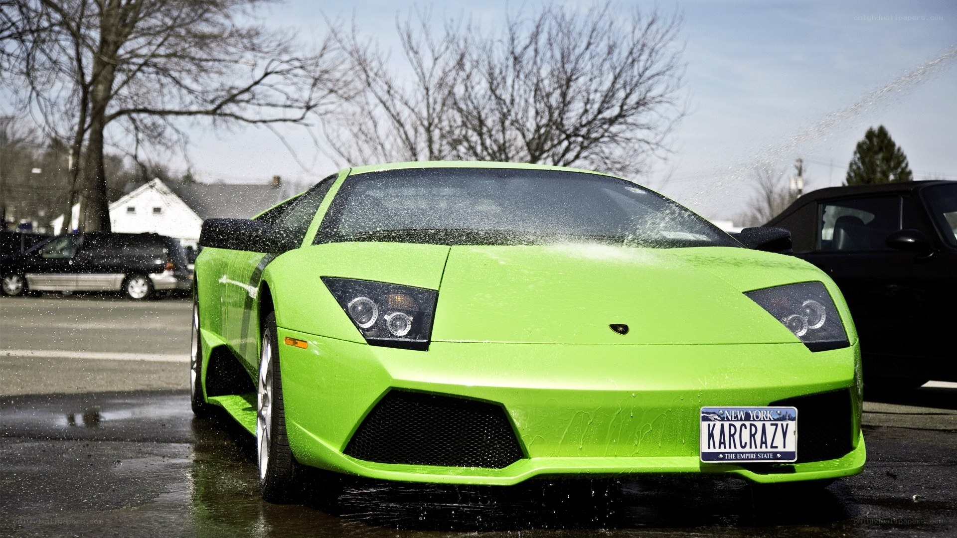 green lamborghini being washed