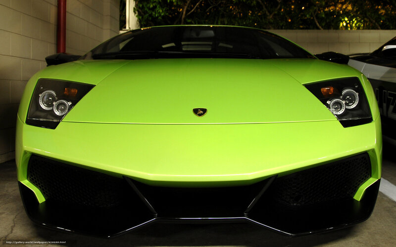 Green Lamborghini Car — Lime Green, Dramatic, Night, Photograph