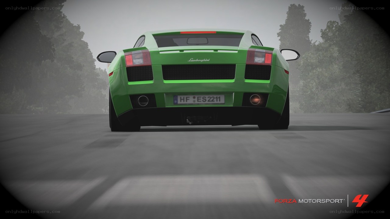 green lamborghini from behind