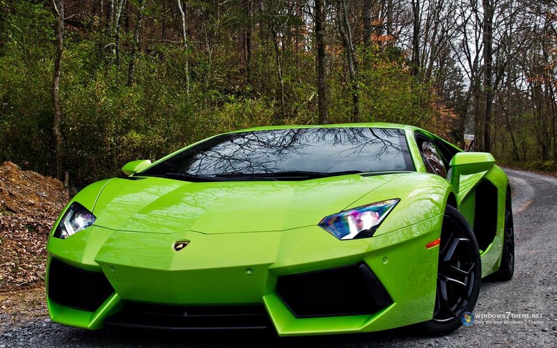 green lamborghini in forest