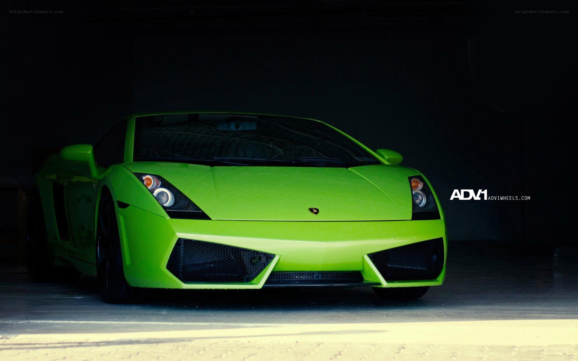 green lamborghini in garage