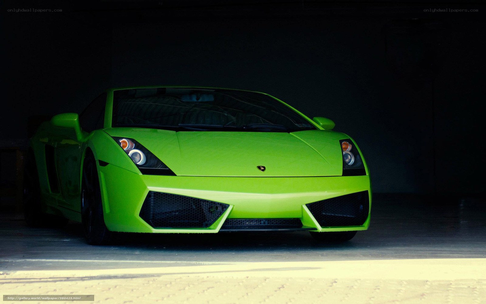 green lamborghini in garage