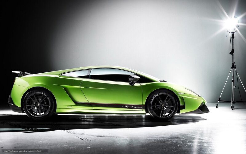 green lamborghini in studio